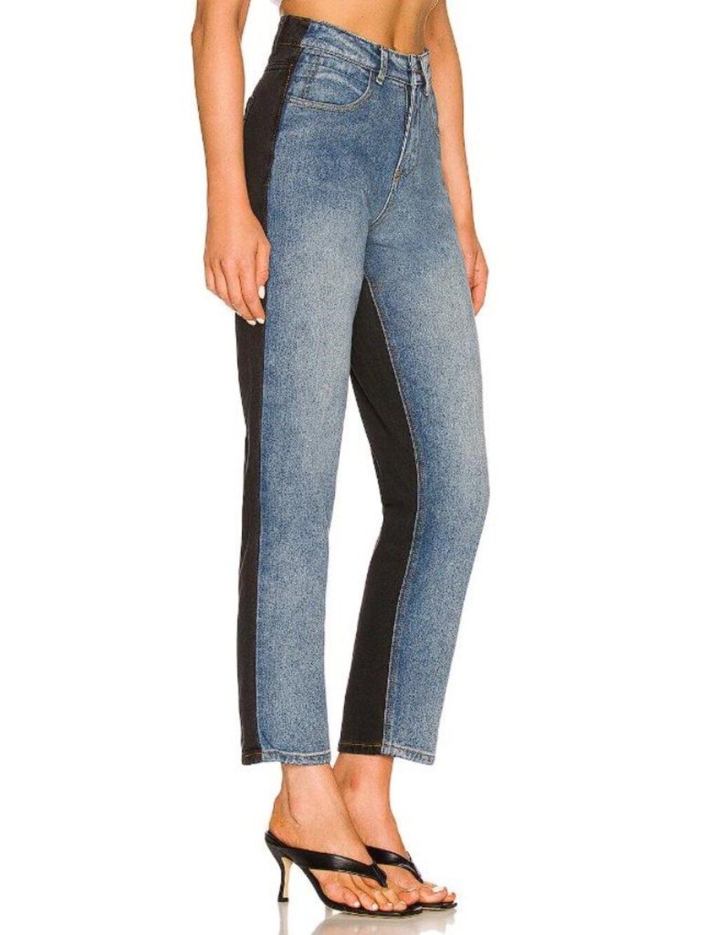 SUPERDOWN Women's Carmen Two Tone Jean Size XS In Blue & Washed Black